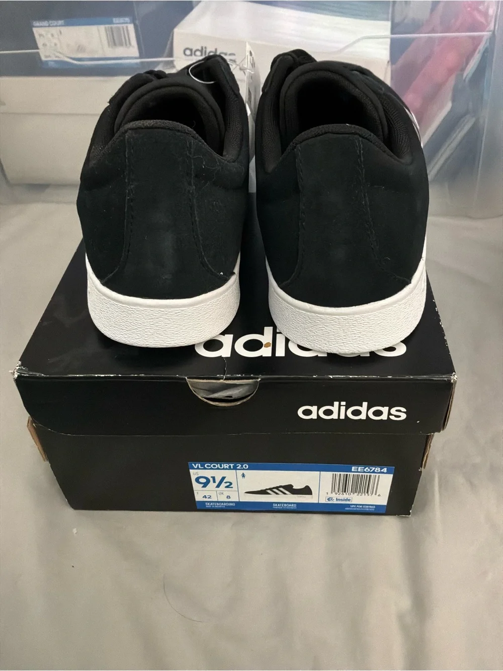 Adidas VL Court 2.0 Suede Sneakers Silver/Black Men's Size 9.5 US (42 EU) NWT